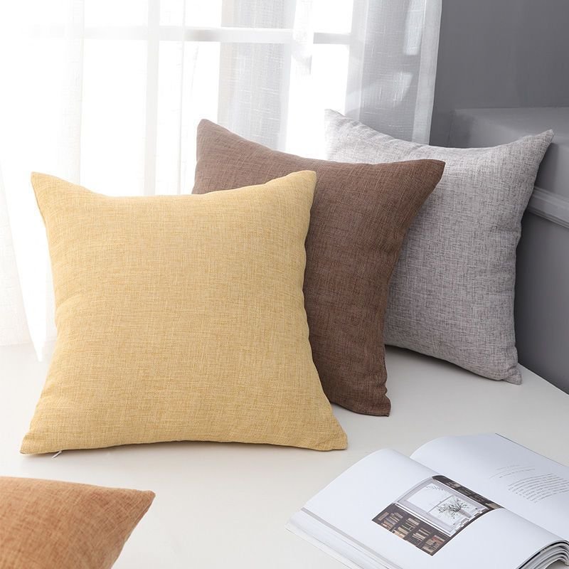 Le Su Cotton Linen Cushion Solid Color with Core 69# dark gray 45*45-single pillowcase - V1328-DZ5142189538670 Le Su Cotton Linen Cushion Solid Color with Core 69# dark gray 45*45-single pillowcase - Image 6