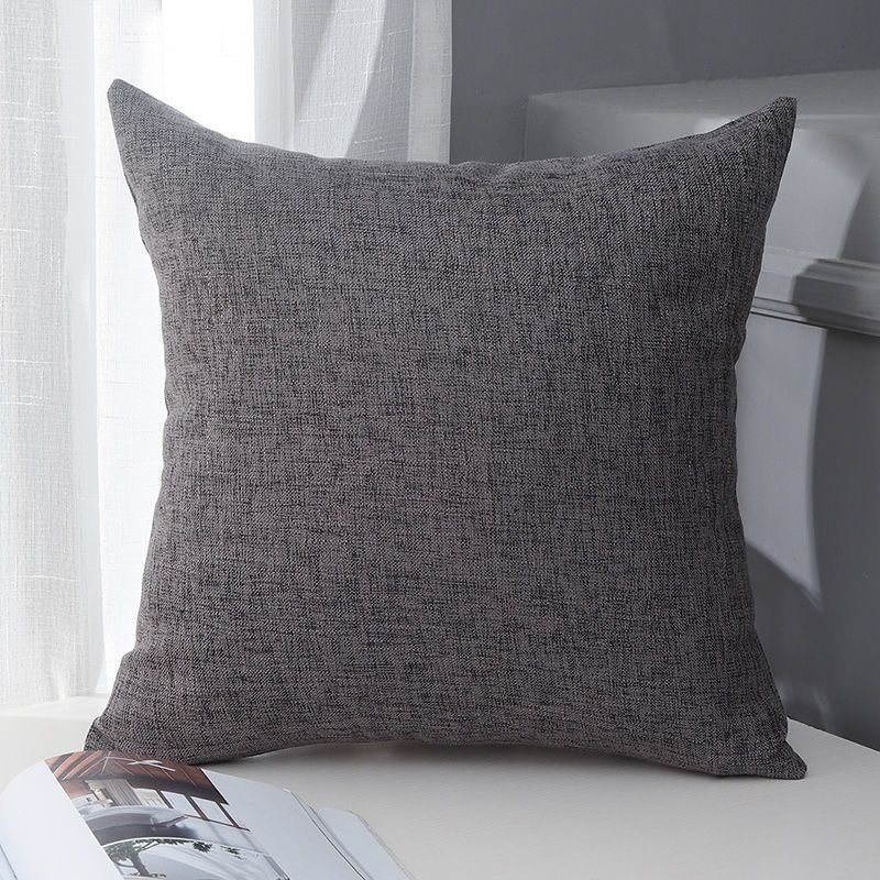 Le Su Cotton Linen Cushion Solid Color with Core 69# dark gray 40*60-pillowcase 650g thick pillow core