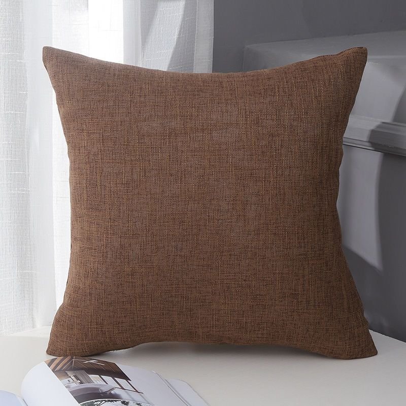 Le Su Cotton Linen Cushion Solid Color with Core 53# Coffee 40*60-single pillowcase