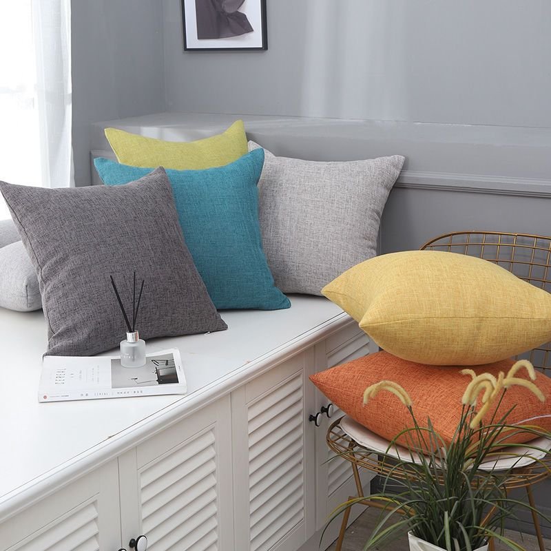 Le Su Cotton Linen Cushion Solid Color with Core 53# Coffee 40*60-single pillowcase - V1328-DZ5142189538690 Le Su Cotton Linen Cushion Solid Color with Core 53# Coffee 40*60-single pillowcase - Image 4