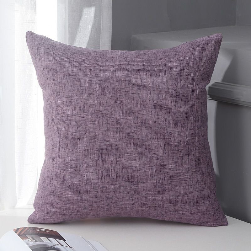 Le Su Cotton Linen Cushion Solid Color with Core 29# Taro Purple 45*45-single pillowcase