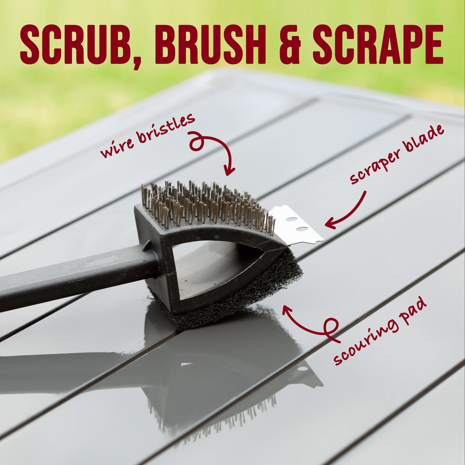 Stainless Steel BBQ Brush and Scraper Blade - V196-BBQ19 Stainless Steel BBQ Brush and Scraper Blade - Image 4