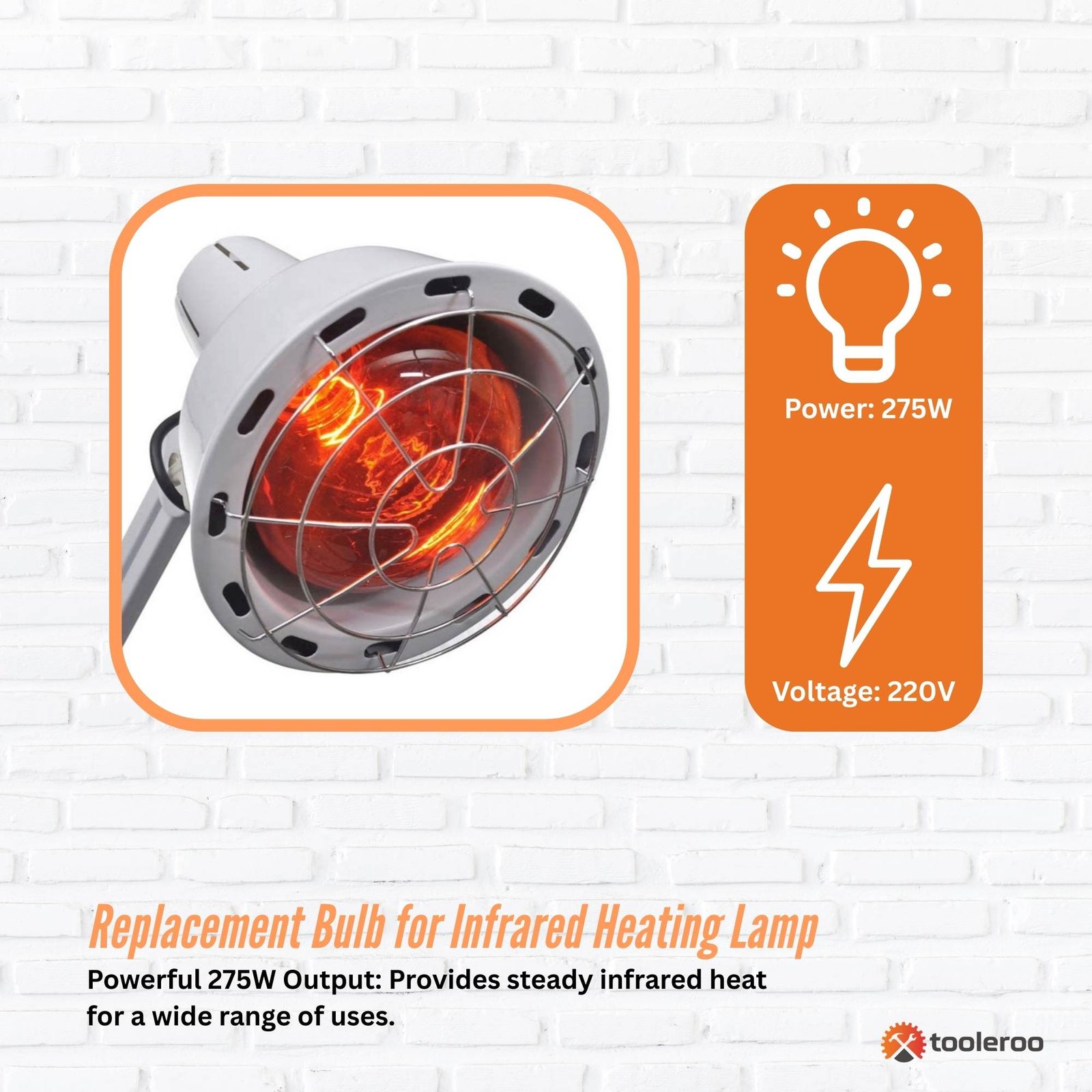 Tooleroo 275W Infrared Heat Lamp Bulb - Red Edison Screw Therapy Light YC-868B - V238-SUPDZ-41305864765520 Tooleroo 275W Infrared Heat Lamp Bulb - Red Edison Screw Therapy Light YC-868B - Image 4