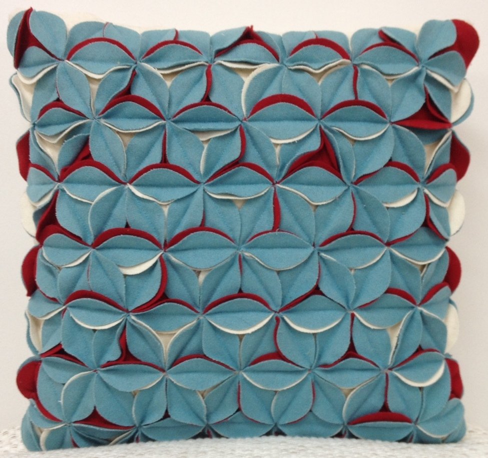 Amelie Aqua Blue & Red 3D Texture Cushion Cover - V416-444159P10 Amelie Aqua Blue & Red 3D Texture Cushion Cover