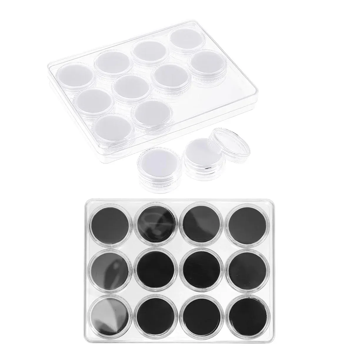 Transparent Round Gemstone Display Box Organizer Case with Lid Storage Packaging - Black - V528-BOX-BLACK-834234 Transparent Round Gemstone Display Box Organizer Case with Lid Storage Packaging - Black - Image 3