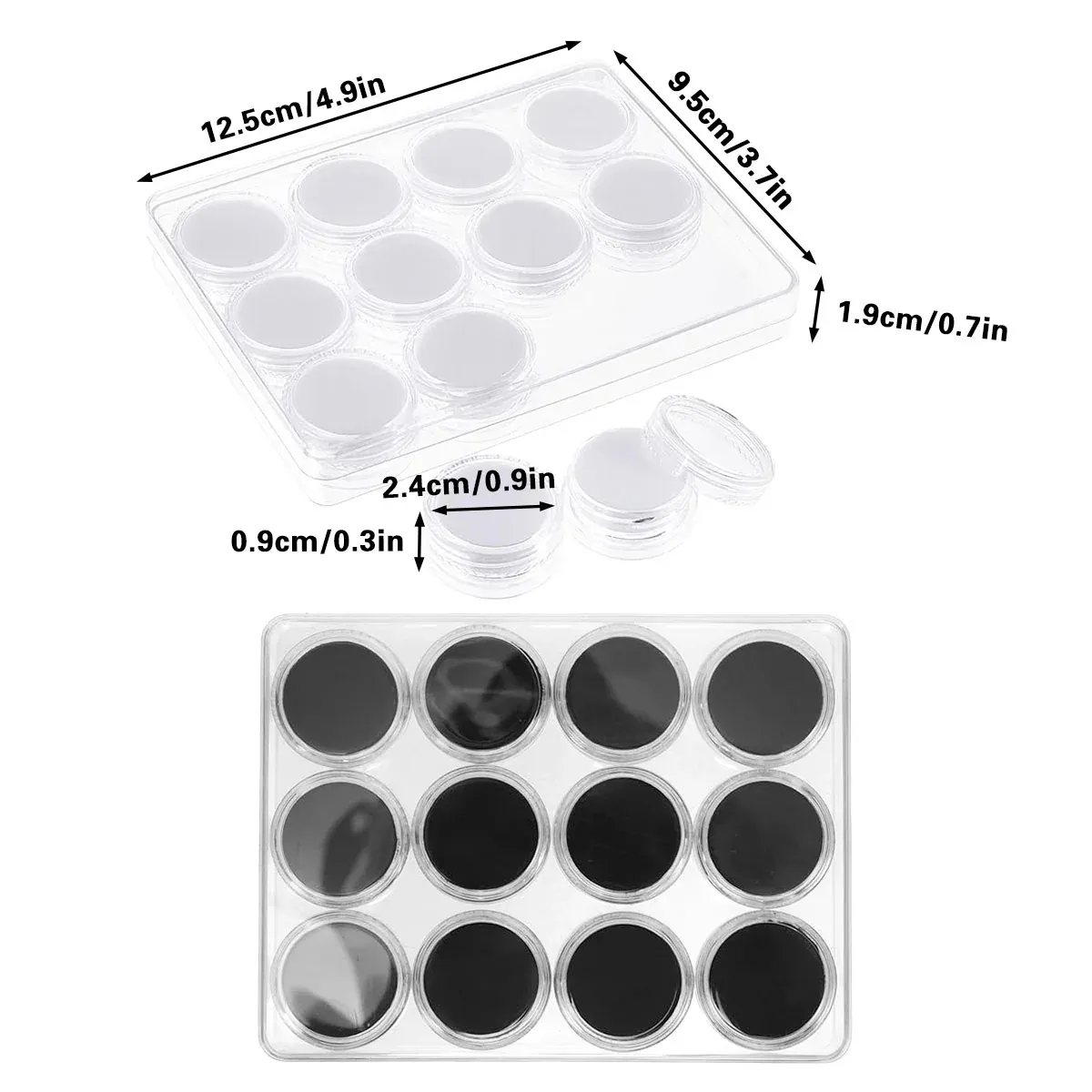 Transparent Round Gemstone Display Box Organizer Case with Lid Storage Packaging - Black - V528-BOX-BLACK-834234 Transparent Round Gemstone Display Box Organizer Case with Lid Storage Packaging - Black - Image 4