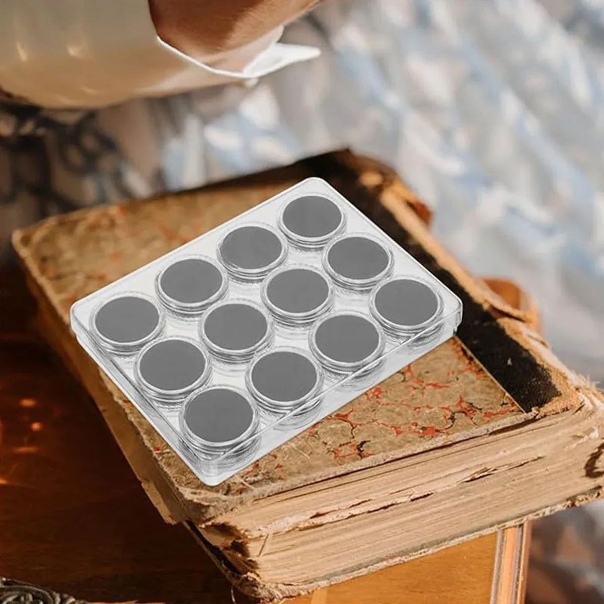Transparent Round Gemstone Display Box Organizer Case with Lid Storage Packaging - Black - V528-BOX-BLACK-834234 Transparent Round Gemstone Display Box Organizer Case with Lid Storage Packaging - Black - Image 12