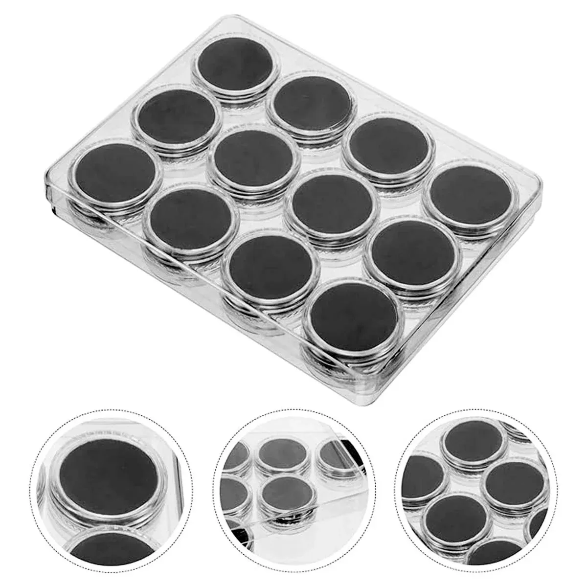 Transparent Round Gemstone Display Box Organizer Case with Lid Storage Packaging - Black - V528-BOX-BLACK-834234 Transparent Round Gemstone Display Box Organizer Case with Lid Storage Packaging - Black - Image 14