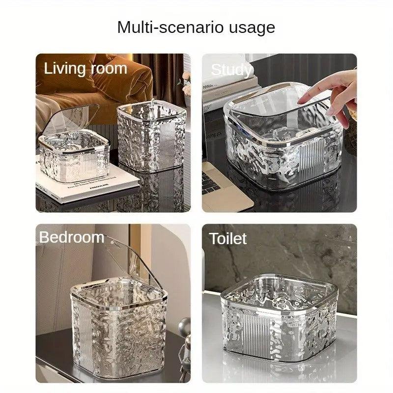 Desktop Mini Trash Can Small Waste Bin Storage Bucket for Office Kitchen Home - Grey-S - V528-CAN-SMALL-GREY-830615 Desktop Mini Trash Can Small Waste Bin Storage Bucket for Office Kitchen Home - Grey-S - Image 5