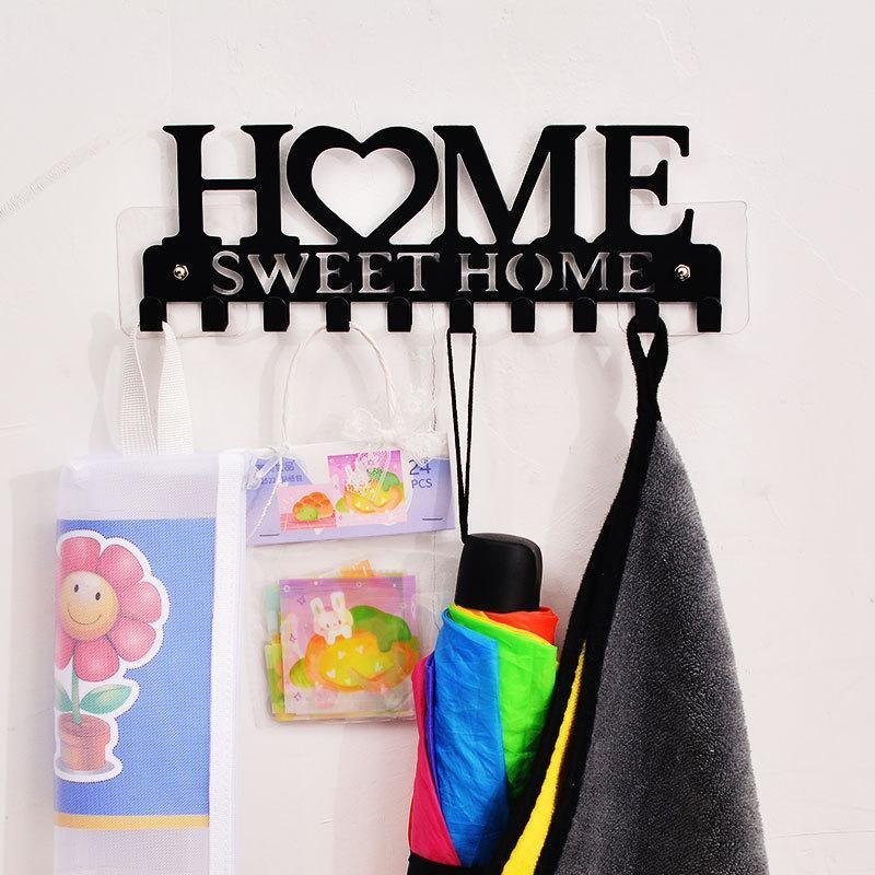 Retro Metal Iron Wall Hanging Mounted 10 Key Hooks Storage Holder Hook Rack - Black - V528-CLOTHESHANGERKEY-BLACK-59741 Retro Metal Iron Wall Hanging Mounted 10 Key Hooks Storage Holder Hook Rack - Black - Image 5