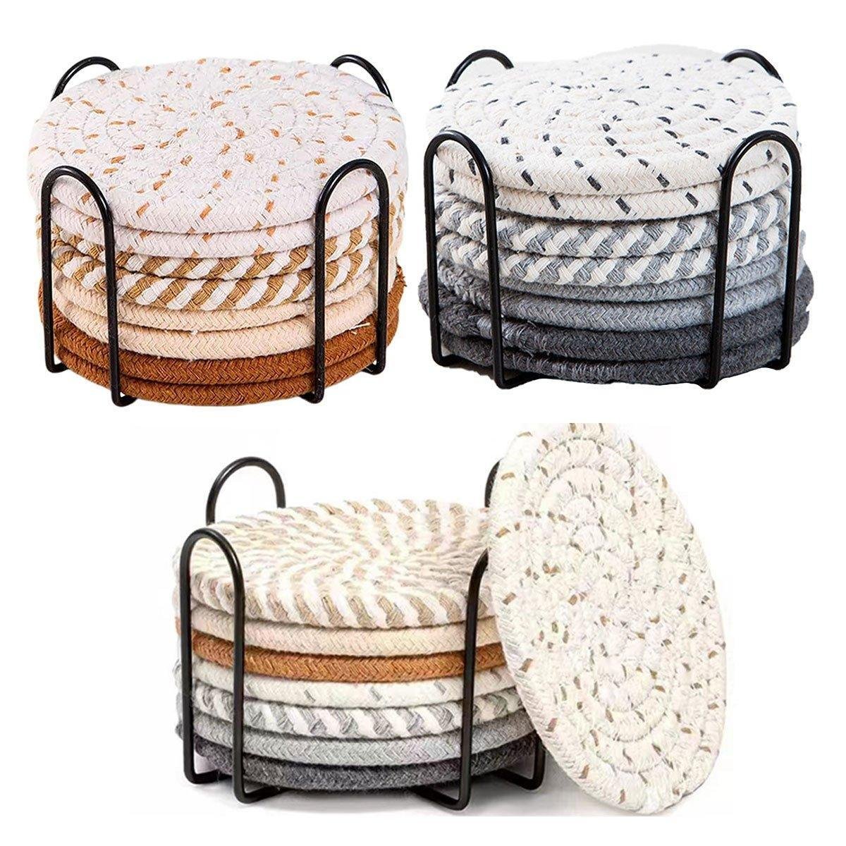 8PCS Round Cotton Woven Coaster Heat Resistant Thick Insulation Dining Table Mat - Mixed - V528-COASTERS-8PCS-MIXED-632826 8PCS Round Cotton Woven Coaster Heat Resistant Thick Insulation Dining Table Mat - Mixed - Image 2