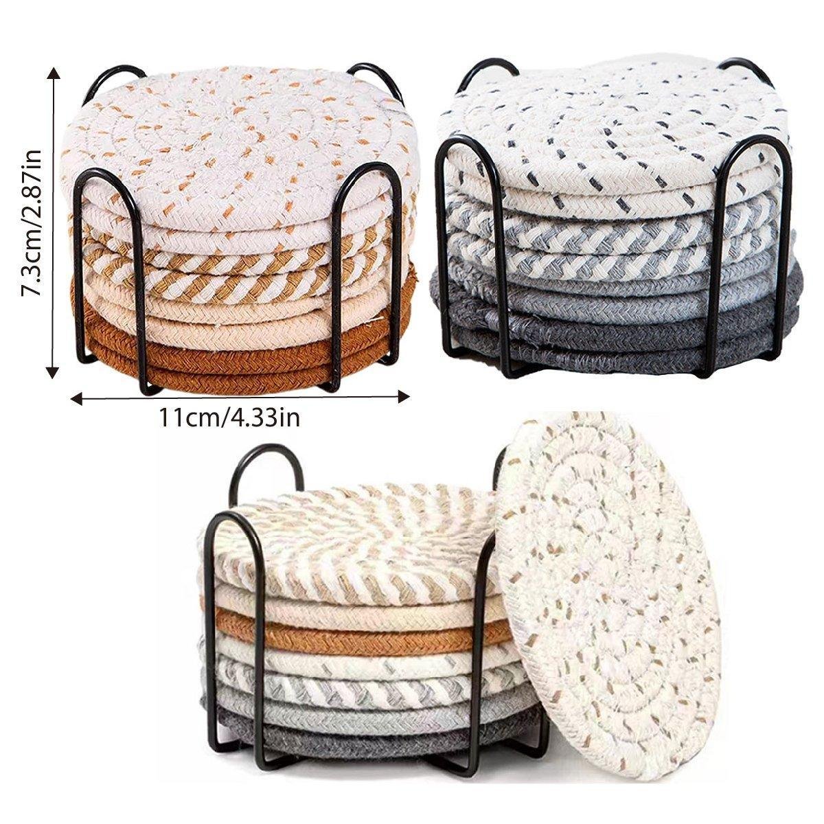 8PCS Round Cotton Woven Coaster Heat Resistant Thick Insulation Dining Table Mat - Mixed - V528-COASTERS-8PCS-MIXED-632826 8PCS Round Cotton Woven Coaster Heat Resistant Thick Insulation Dining Table Mat - Mixed - Image 3