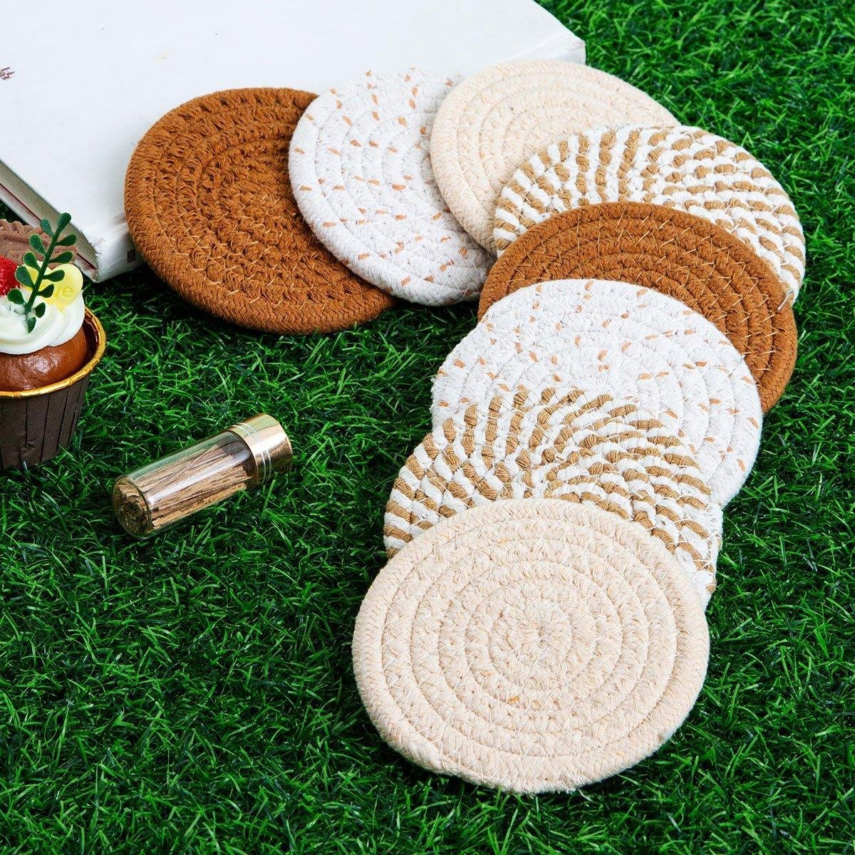 8PCS Round Cotton Woven Coaster Heat Resistant Thick Insulation Dining Table Mat - Mixed - V528-COASTERS-8PCS-MIXED-632826 8PCS Round Cotton Woven Coaster Heat Resistant Thick Insulation Dining Table Mat - Mixed - Image 4