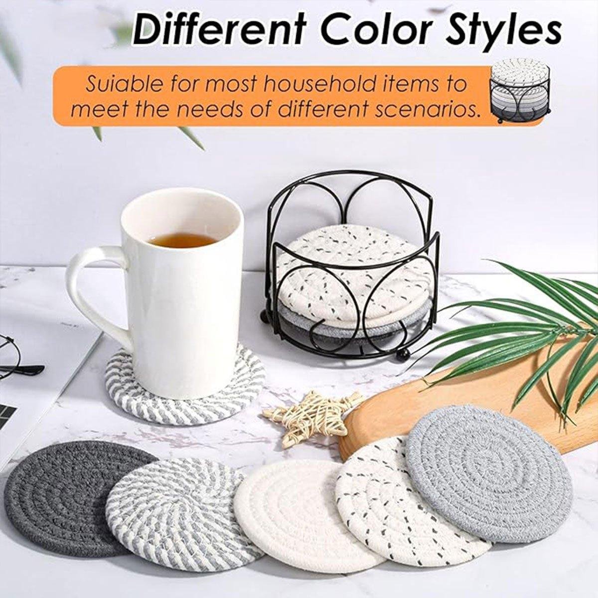 8PCS Round Cotton Woven Coaster Heat Resistant Thick Insulation Dining Table Mat - Mixed - V528-COASTERS-8PCS-MIXED-632826 8PCS Round Cotton Woven Coaster Heat Resistant Thick Insulation Dining Table Mat - Mixed - Image 5