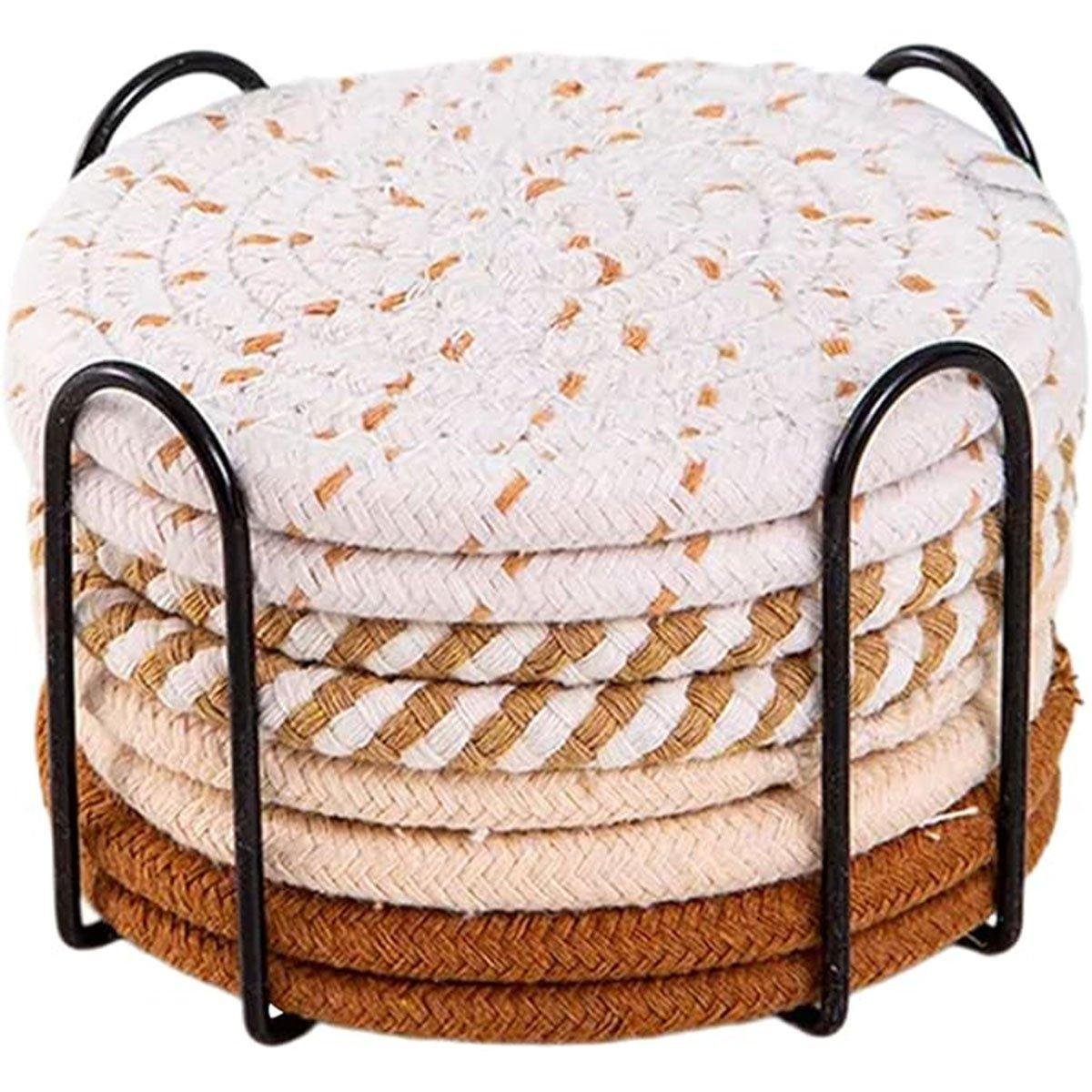 8PCS Round Cotton Woven Coaster Heat Resistant Thick Insulation Dining Table Mat - Mixed - V528-COASTERS-8PCS-MIXED-632826 8PCS Round Cotton Woven Coaster Heat Resistant Thick Insulation Dining Table Mat - Mixed - Image 6