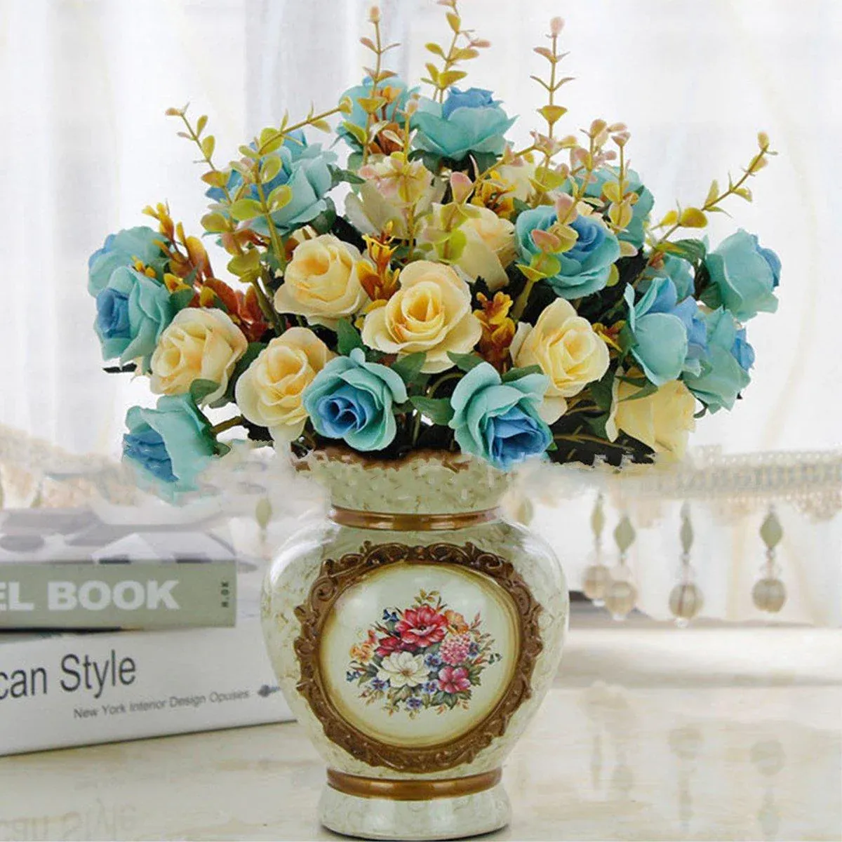 4pcs Artificial Flowers Home Decoration Floral Arrangement for Living Room Decor - V528-FLOWER-LIGHT-BLUE-4PCS-839942 4pcs Artificial Flowers Home Decoration Floral Arrangement for Living Room Decor - Image 8
