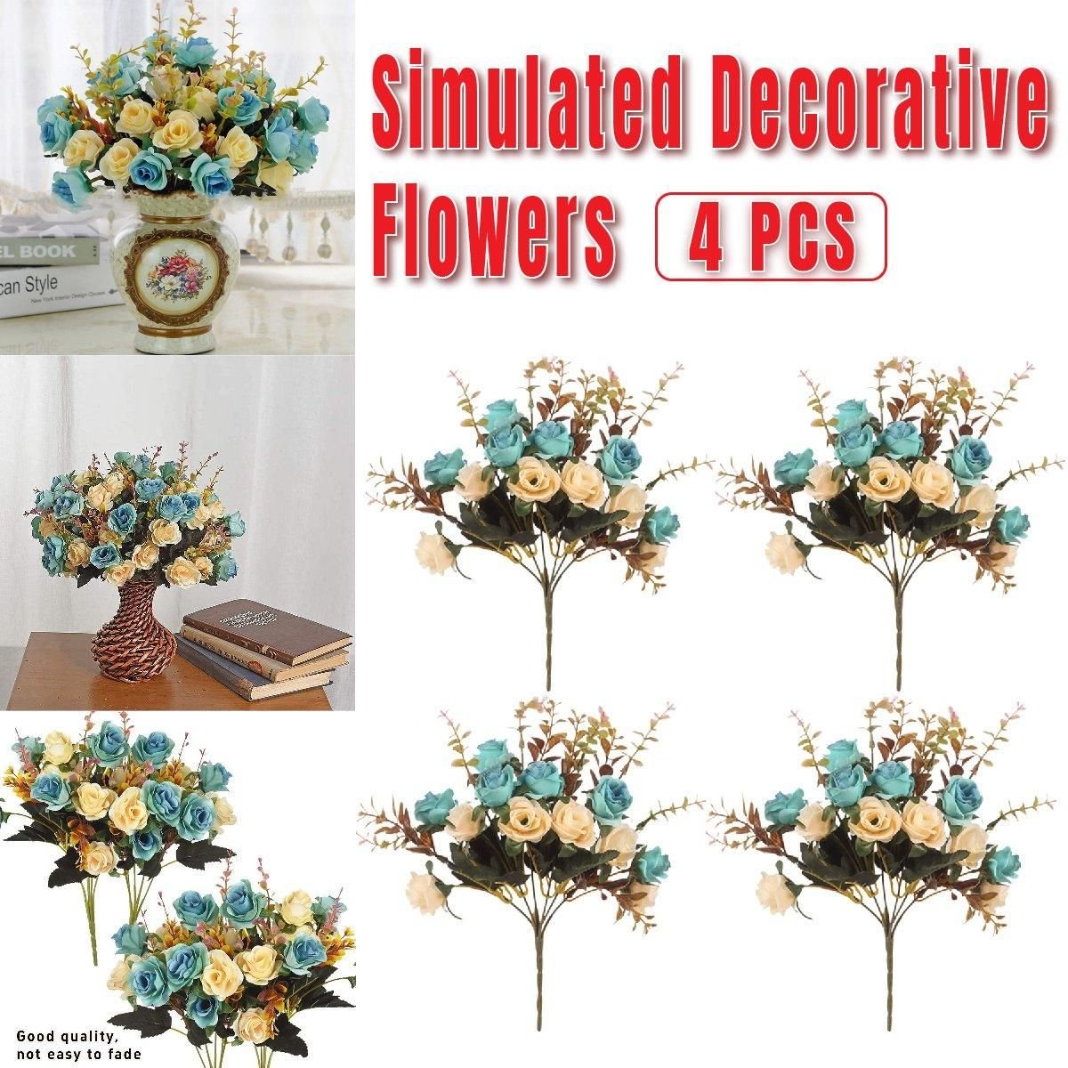 4pcs Artificial Flowers Home Decoration Floral Arrangement for Living Room Decor - V528-FLOWER-LIGHT-BLUE-4PCS-839942 4pcs Artificial Flowers Home Decoration Floral Arrangement for Living Room Decor - Image 13