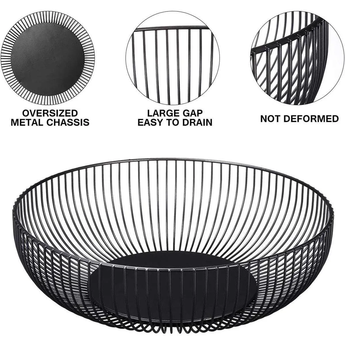 Multi Functional Wire Storage Basket Fruit Vegetable Holder for Kitchen Counter - V528-FRUIT-BASKET-BLACK-973851 Multi Functional Wire Storage Basket Fruit Vegetable Holder for Kitchen Counter - Image 4