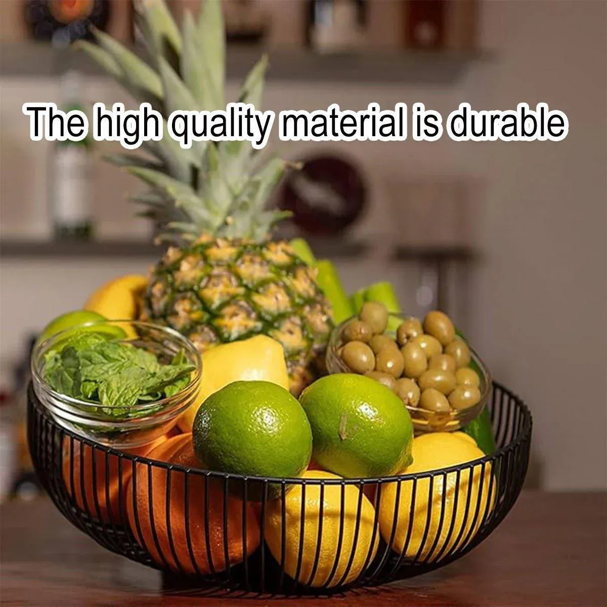 Multi Functional Wire Storage Basket Fruit Vegetable Holder for Kitchen Counter - V528-FRUIT-BASKET-BLACK-973851 Multi Functional Wire Storage Basket Fruit Vegetable Holder for Kitchen Counter - Image 5