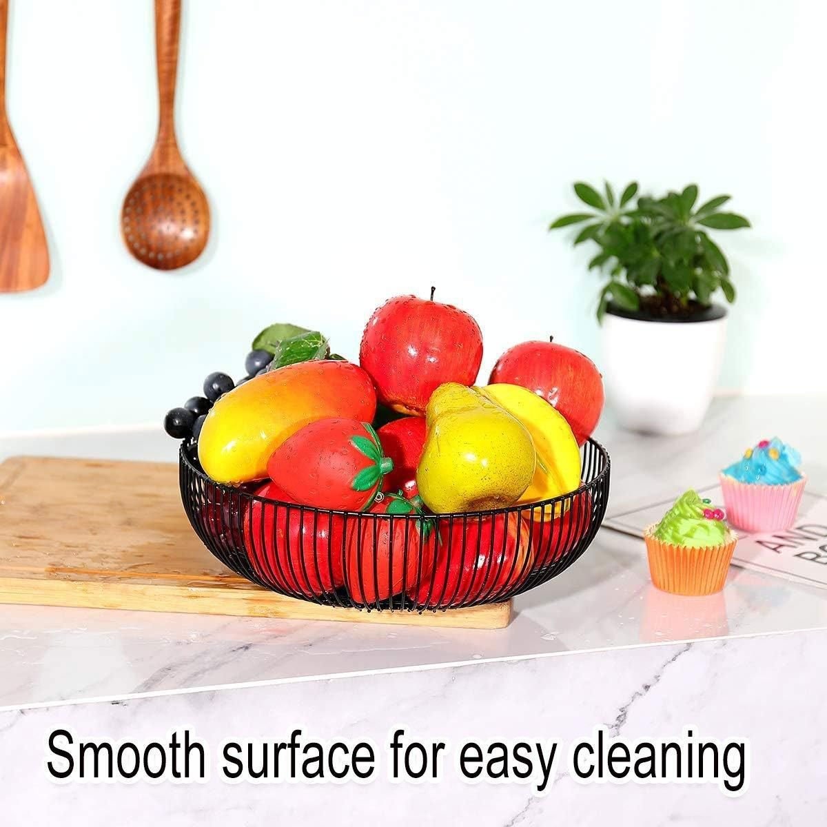 Multi Functional Wire Storage Basket Fruit Vegetable Holder for Kitchen Counter - V528-FRUIT-BASKET-BLACK-973851 Multi Functional Wire Storage Basket Fruit Vegetable Holder for Kitchen Counter - Image 6