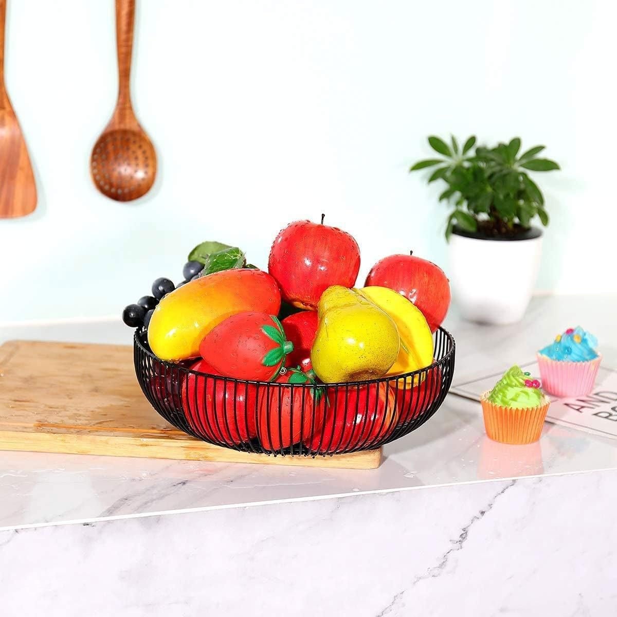 Multi Functional Wire Storage Basket Fruit Vegetable Holder for Kitchen Counter - V528-FRUIT-BASKET-BLACK-973851 Multi Functional Wire Storage Basket Fruit Vegetable Holder for Kitchen Counter - Image 10