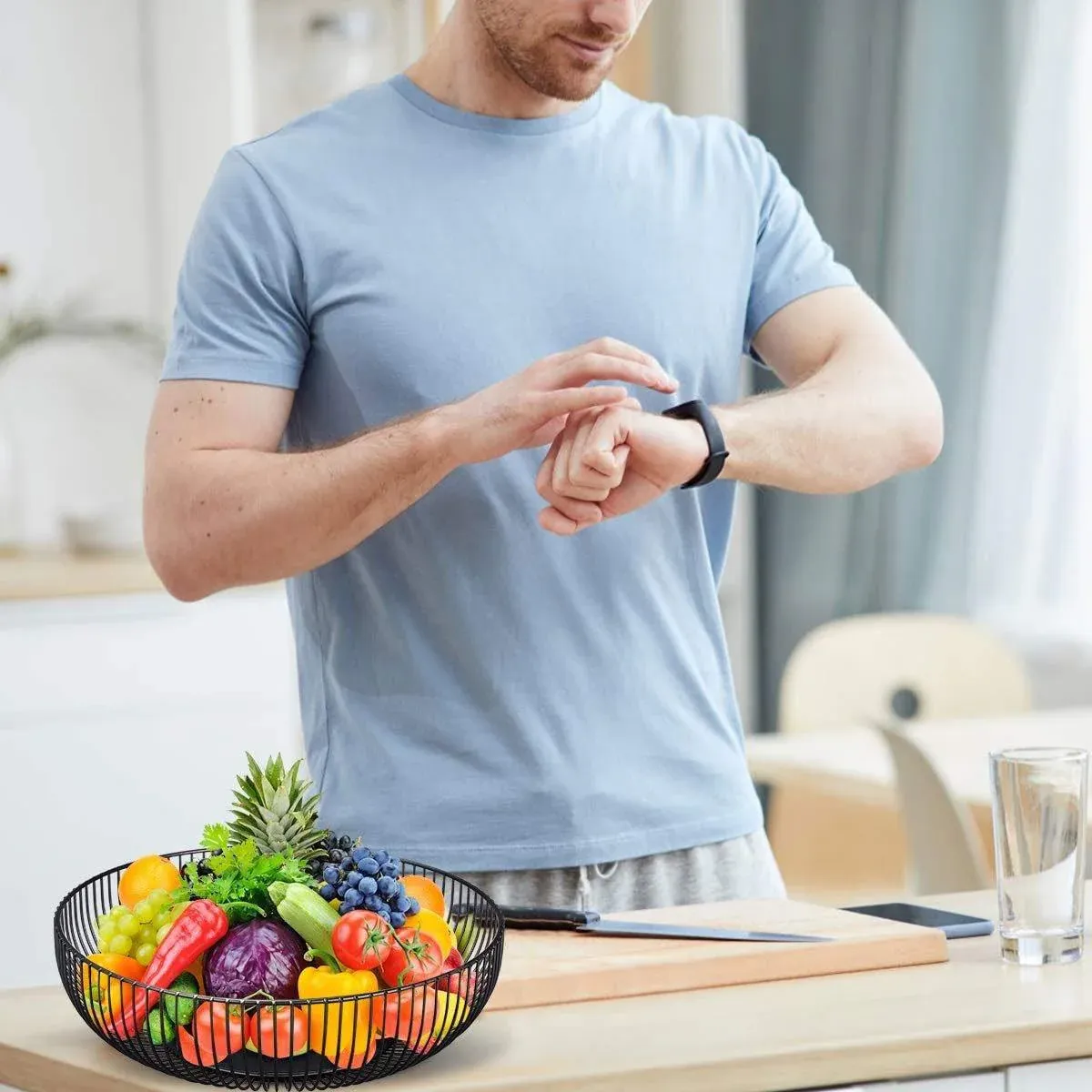Multi Functional Wire Storage Basket Fruit Vegetable Holder for Kitchen Counter - V528-FRUIT-BASKET-BLACK-973851 Multi Functional Wire Storage Basket Fruit Vegetable Holder for Kitchen Counter - Image 12