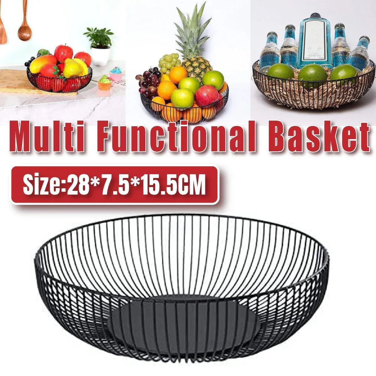 Multi Functional Wire Storage Basket Fruit Vegetable Holder for Kitchen Counter - V528-FRUIT-BASKET-BLACK-973851 Multi Functional Wire Storage Basket Fruit Vegetable Holder for Kitchen Counter - Image 15