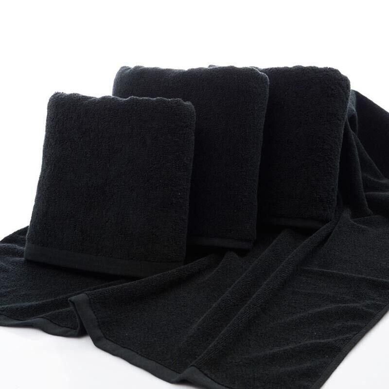 Black Cotton Towel 35x75cm Soft Thick Absorbent Bath Gym Travel Use - V528-MICROFIBERTOWEL-525056 Black Cotton Towel 35x75cm Soft Thick Absorbent Bath Gym Travel Use - Image 4