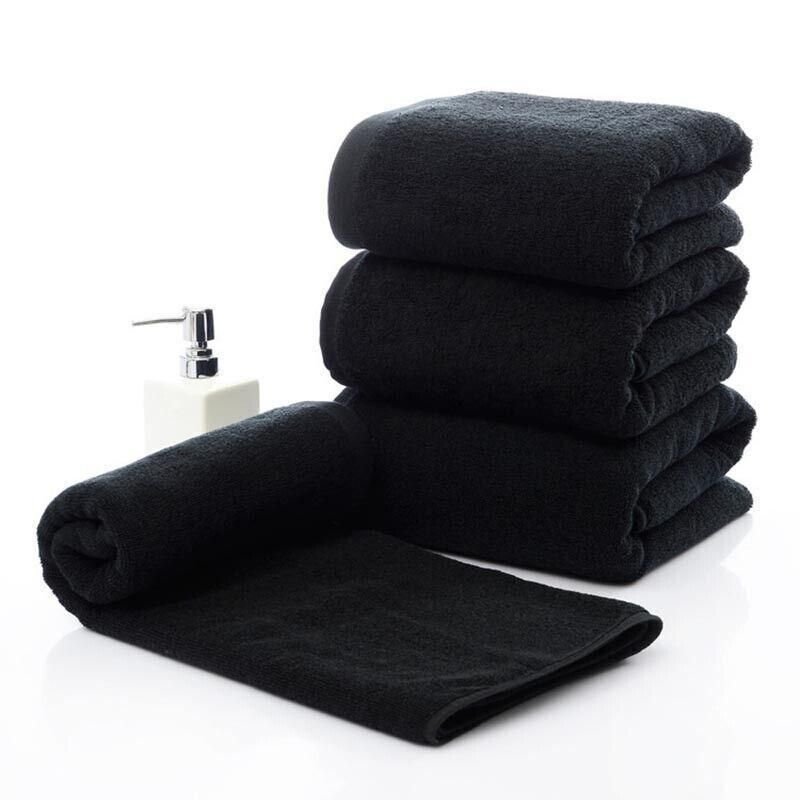 Black Cotton Towel 35x75cm Soft Thick Absorbent Bath Gym Travel Use - V528-MICROFIBERTOWEL-525056 Black Cotton Towel 35x75cm Soft Thick Absorbent Bath Gym Travel Use - Image 6