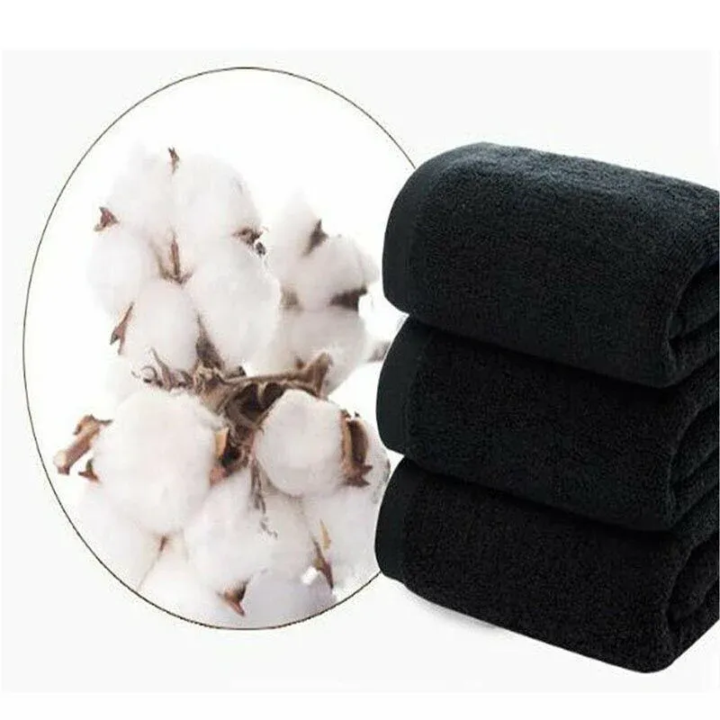 Black Cotton Towel 35x75cm Soft Thick Absorbent Bath Gym Travel Use - V528-MICROFIBERTOWEL-525056 Black Cotton Towel 35x75cm Soft Thick Absorbent Bath Gym Travel Use - Image 7