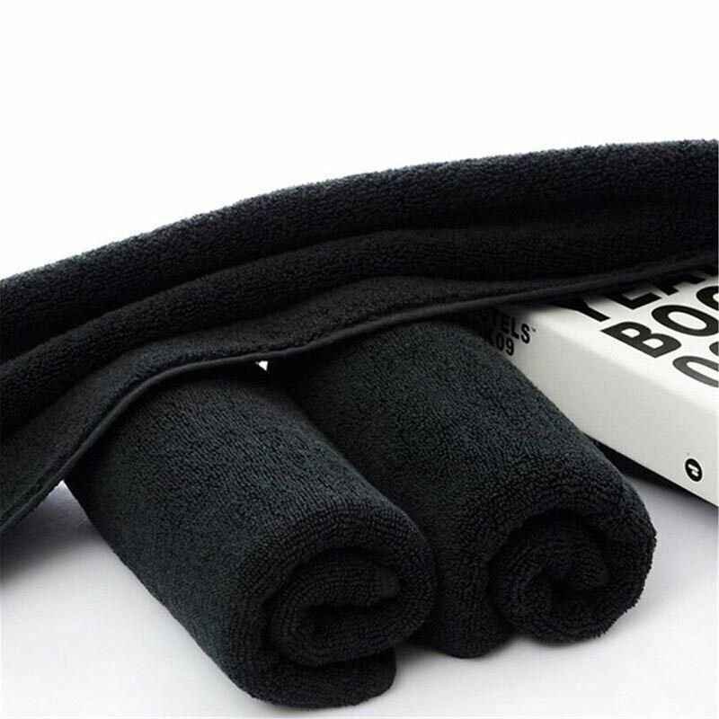 Black Cotton Towel 35x75cm Soft Thick Absorbent Bath Gym Travel Use - V528-MICROFIBERTOWEL-525056 Black Cotton Towel 35x75cm Soft Thick Absorbent Bath Gym Travel Use - Image 9