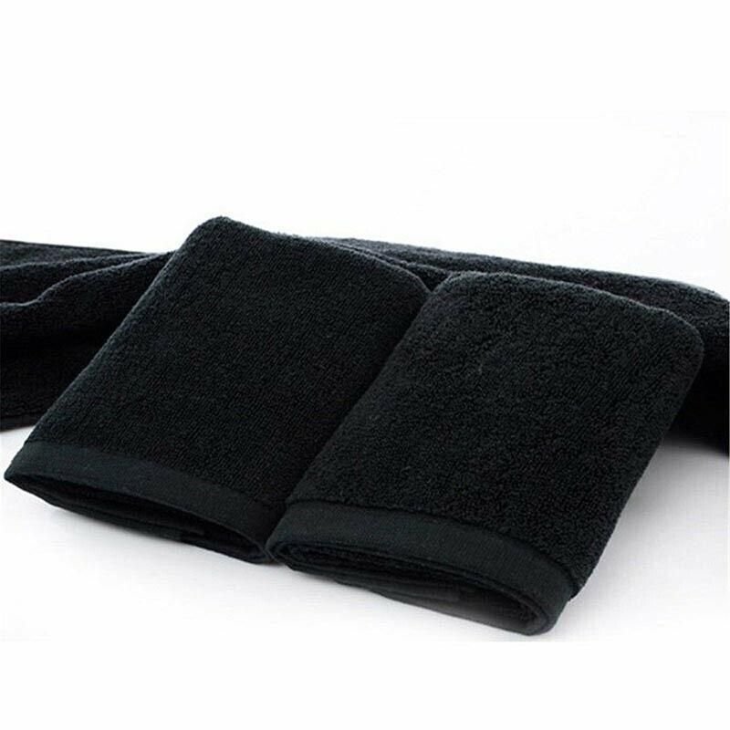 Black Cotton Towel 35x75cm Soft Thick Absorbent Bath Gym Travel Use - V528-MICROFIBERTOWEL-525056 Black Cotton Towel 35x75cm Soft Thick Absorbent Bath Gym Travel Use - Image 10