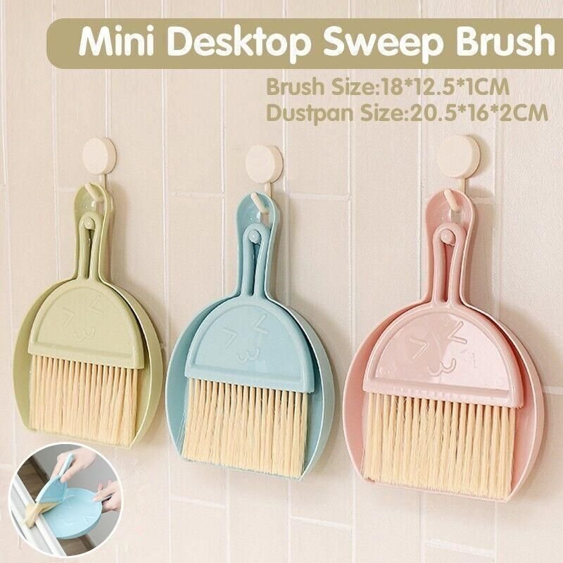 Mini Desktop Sweep Cleaning Brush Keyboard Brush Small Broom Dustpan Set - Pink - V528-MINIBROOM-PINK-75435 Mini Desktop Sweep Cleaning Brush Keyboard Brush Small Broom Dustpan Set - Pink - Image 2