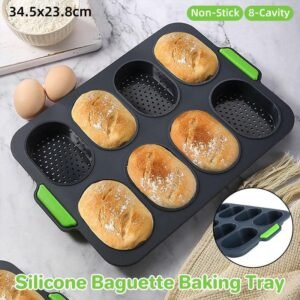 Silicone Cake Mould Oval 8 Compartment Non Stick Baking Pan Kitchen Tools Set