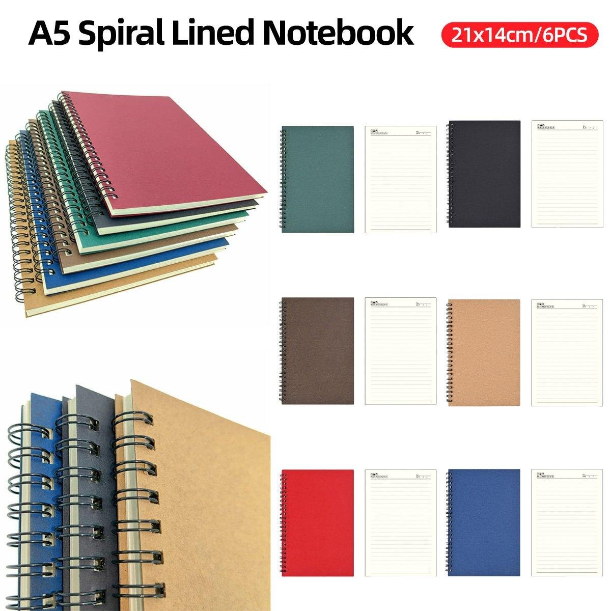 6pcs A5 Spiral Notebook Homework Exercise Book Durable Notepad for School Office - V528-NOTEBOOK-SPIRAL-744307 6pcs A5 Spiral Notebook Homework Exercise Book Durable Notepad for School Office