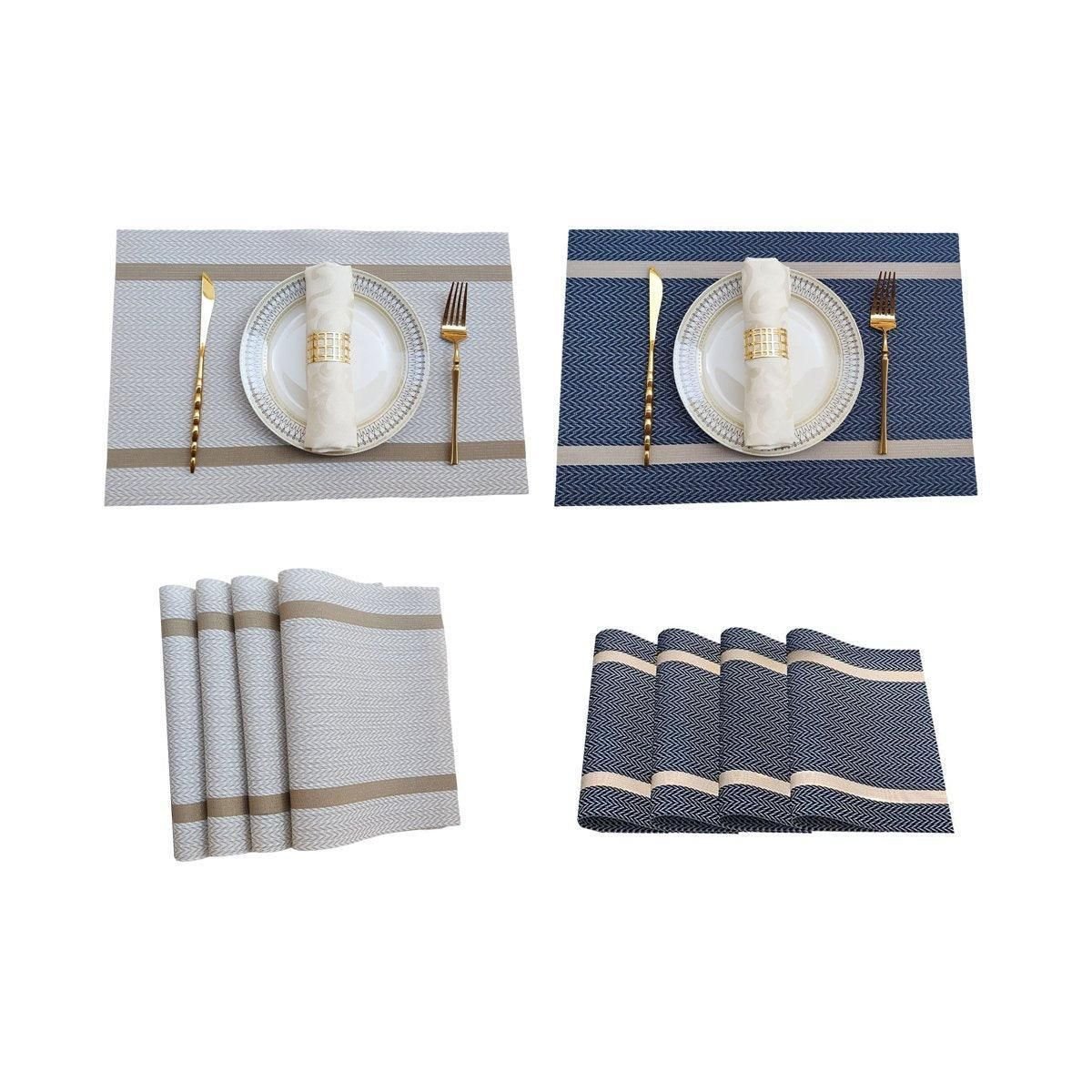 4X Anti-Slip Woven Placemat Waterproof Oil-proof Placemat Heat Resistant PVC Mat - Beige - V528-PM-BEIGE-30-45-4PCS-790539 4X Anti-Slip Woven Placemat Waterproof Oil-proof Placemat Heat Resistant PVC Mat - Beige - Image 3