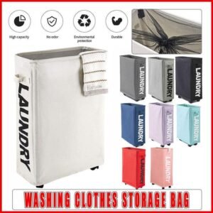 Large Foldable Laundry Washing Clothes Storage Bag Hamper Basket Bin Organiser - Light Blue