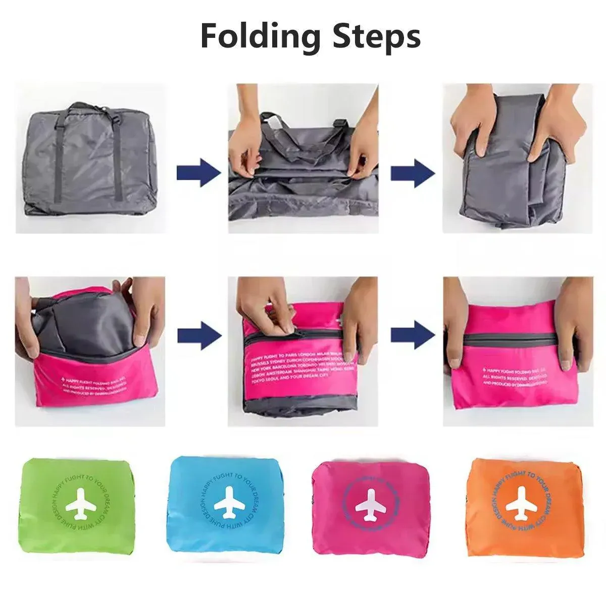 Nylon Waterproof Collapsible Travel Bag Large Suitcase Clothing Organizer - Blue - V528-ROLLER-BAG-BLUE-289911 Nylon Waterproof Collapsible Travel Bag Large Suitcase Clothing Organizer - Blue - Image 8