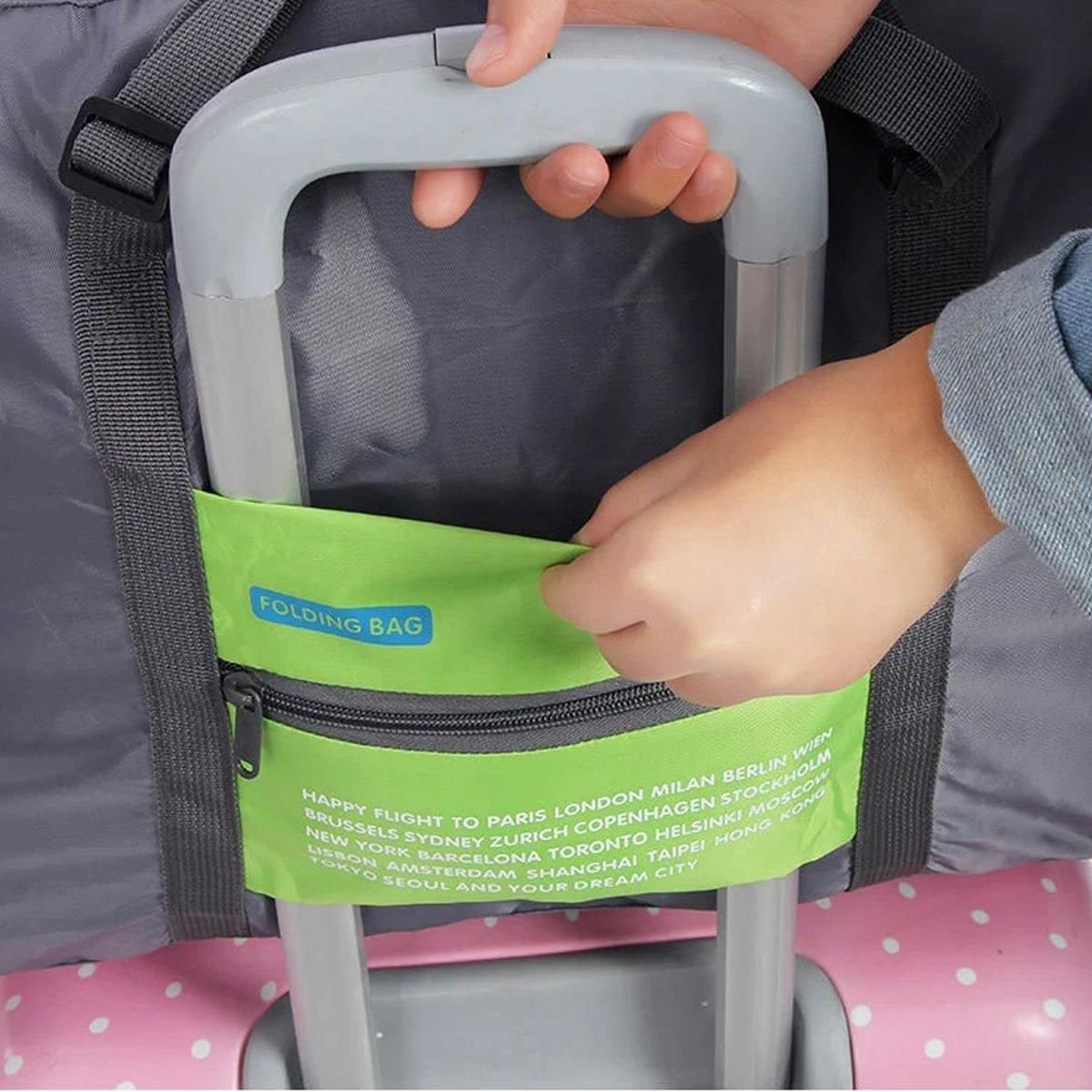 Nylon Waterproof Collapsible Travel Bag Large Suitcase Clothing Organizer - Blue - V528-ROLLER-BAG-BLUE-289911 Nylon Waterproof Collapsible Travel Bag Large Suitcase Clothing Organizer - Blue - Image 9