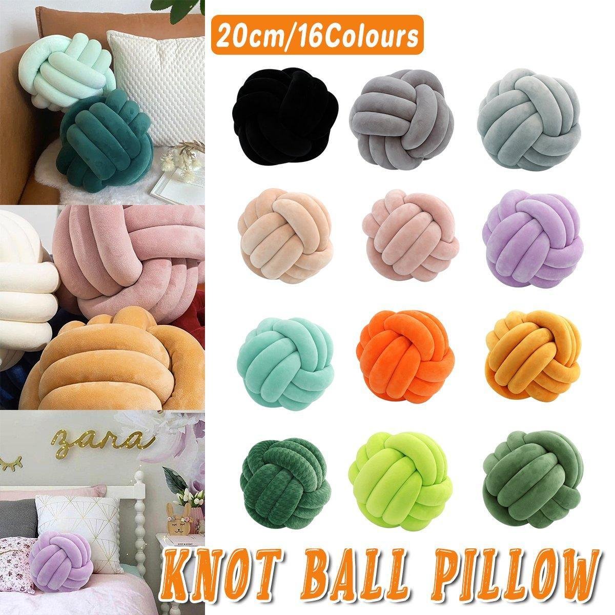 Three-Strand Braided Round Pillow Sofa Cushion Decorative Pillow for Living Room - Black