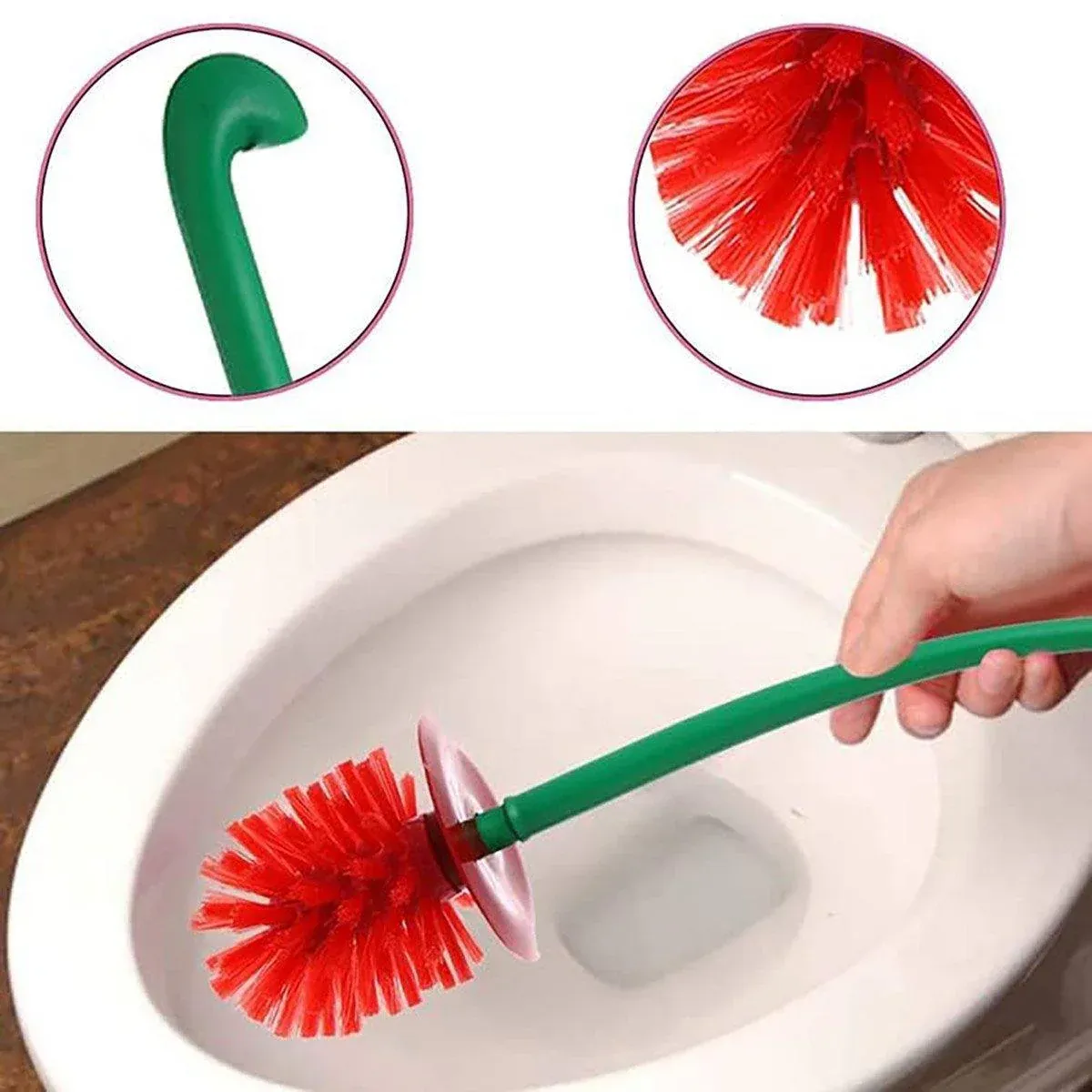 Soft Wool Toilet Brush with Long Handle Plastic Cleaning Brush Household Tool - V528-TOILET-BRUSH-RED-383877 Soft Wool Toilet Brush with Long Handle Plastic Cleaning Brush Household Tool - Image 5