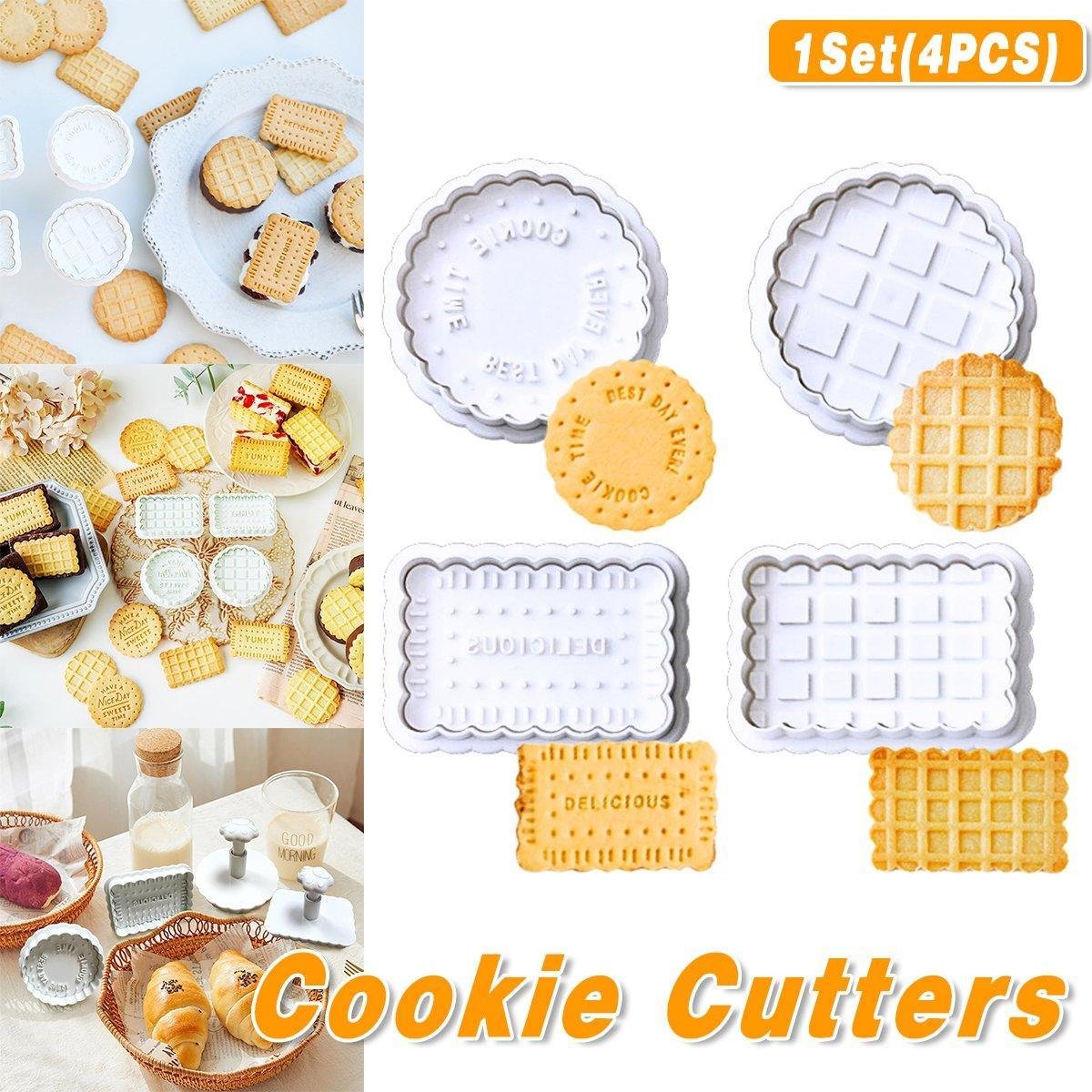 4PCS Plaid Cookie Stamp Set Waffle Biscuit Cutter Press Home Baking Tool Kit - V528-WAFFLE-MOLD-4PCS-667611 4PCS Plaid Cookie Stamp Set Waffle Biscuit Cutter Press Home Baking Tool Kit