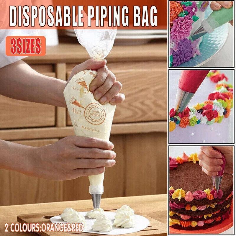 100-200Pcs Disposable Piping Bags For Cake Decor Icing Frosting Piping Nozzles - Yellow (Thick)-Small *100 PCS