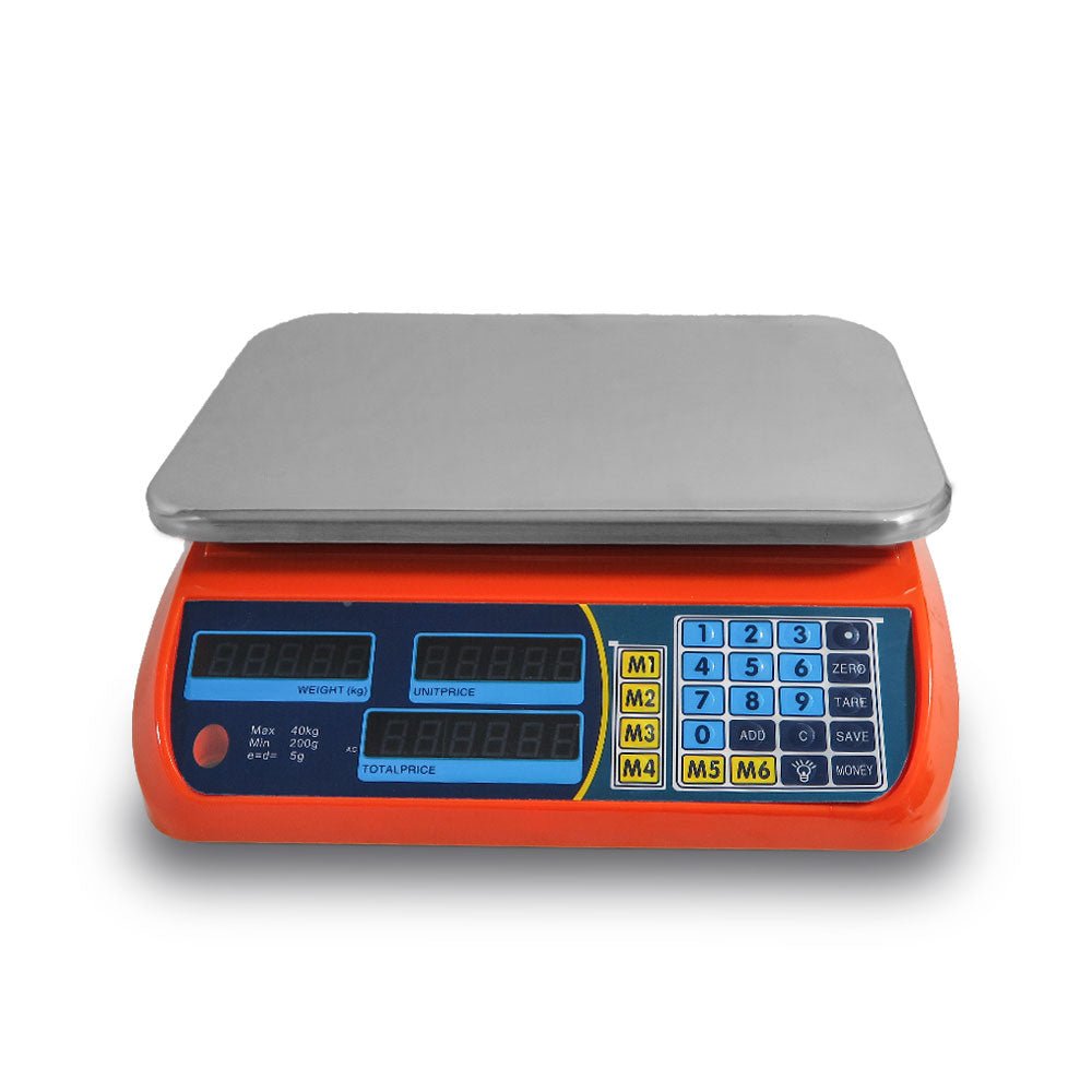 Kitchen Scale Digital Commercial Postal Shop Electronic Weight Scales Food 40KG - orange - V610-40SCAL-ORA Kitchen Scale Digital Commercial Postal Shop Electronic Weight Scales Food 40KG - orange