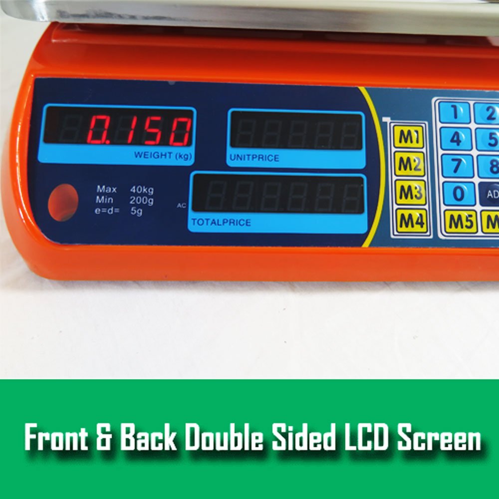 Kitchen Scale Digital Commercial Postal Shop Electronic Weight Scales Food 40KG - orange - V610-40SCAL-ORA Kitchen Scale Digital Commercial Postal Shop Electronic Weight Scales Food 40KG - orange - Image 5