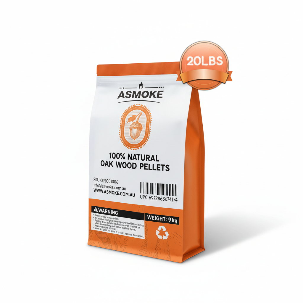 ASMOKE 100% Natural Premium Oak Wood BBQ Pellets for Smoker & Grill (9kg / 20lbs)
