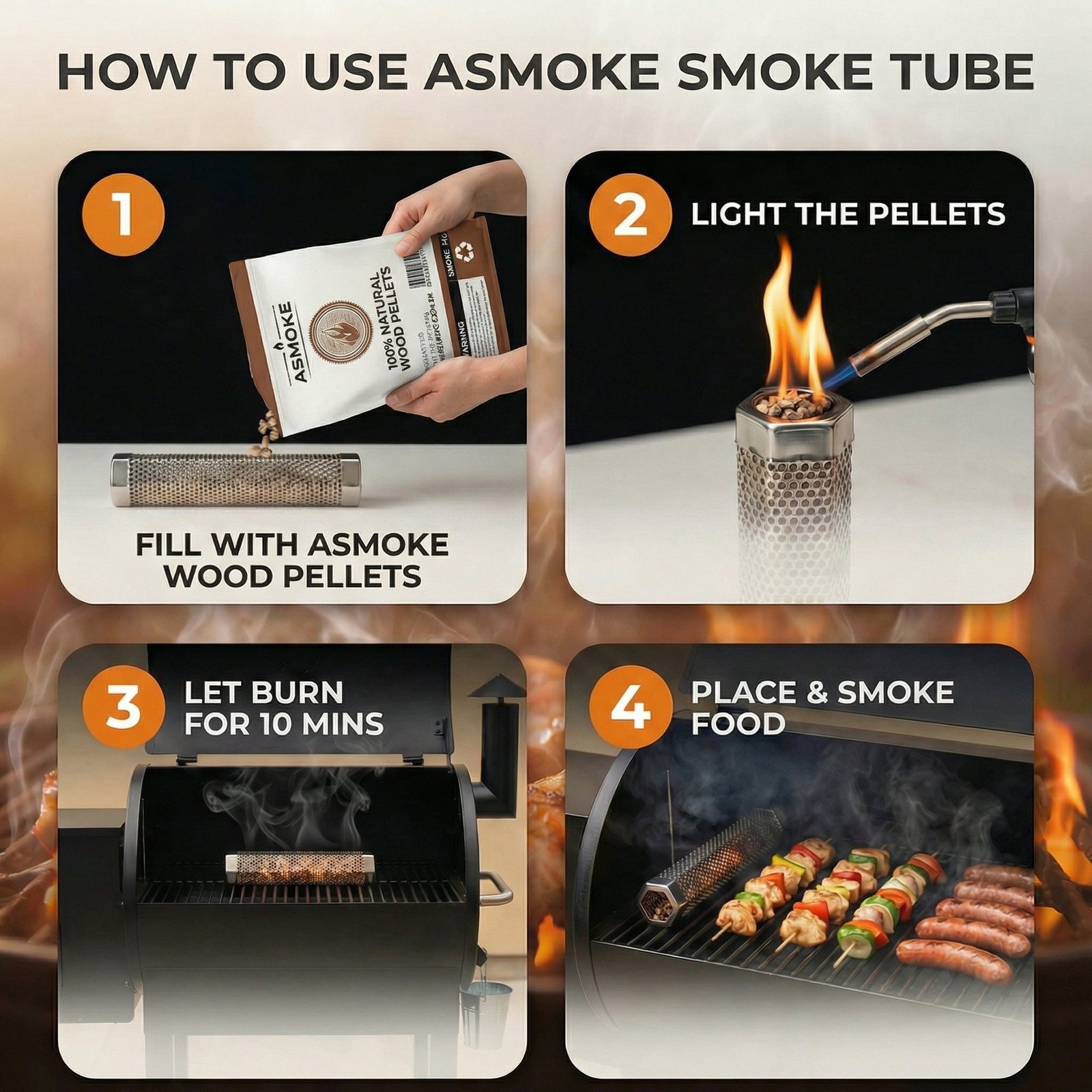 ASMOKE Essential Portable Smart Pellet Grill & Smoker + Assorted Flavors 20LBs (9kg) Premium Wood Pellets (Oak/Cherry/Apple) - V642-XFAS-BNDL-ESS-GRL-WOPEL20LB ASMOKE Essential Portable Smart Pellet Grill & Smoker + Assorted Flavors 20LBs (9kg) Premium Wood Pellets (Oak/Cherry/Apple) - Image 6