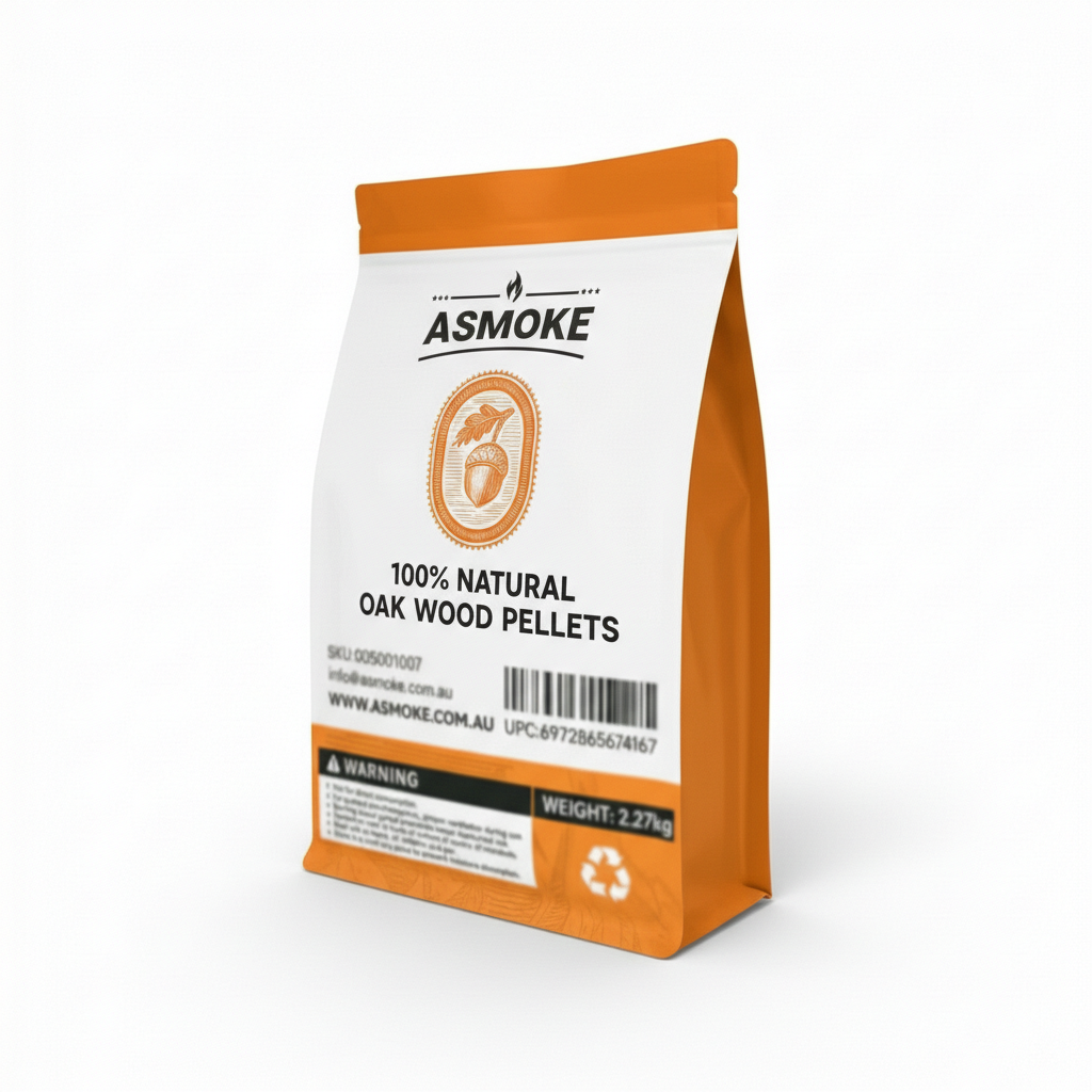 ASMOKE 100% Natural Oak Wood BBQ Pellets (2.27kg) - High Heat Hardwood for Brisket & Pizza Ovens