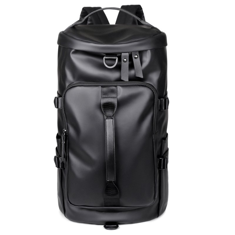 Black Large Capacity Men's Travel Backpack with Shoe Compartment - Water-Resistant Coated Fabric Business Weekender Bag - Casual Duffel Backpack with Dry-Wet Separation for Gym, Hiking, and 14-Inch Laptop