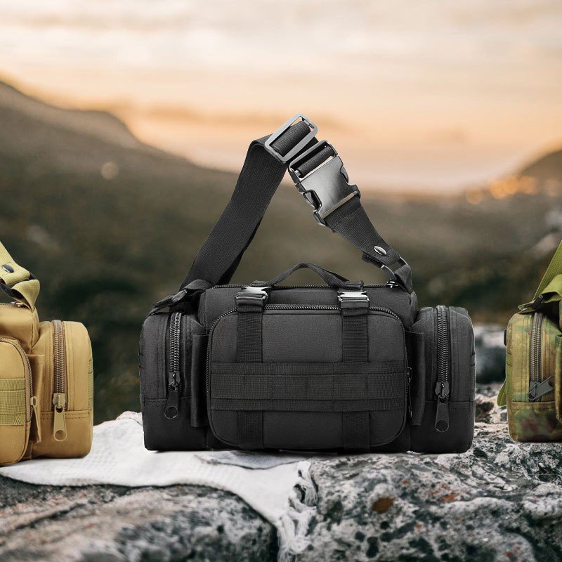 Black python pattern Tactical Outdoor Waist Bag - Durable Multi-functional Crossbody Shoulder Pack for Men & Women - V888-ELOSUNG34748 Black python pattern Tactical Outdoor Waist Bag - Durable Multi-functional Crossbody Shoulder Pack for Men & Women - Image 2